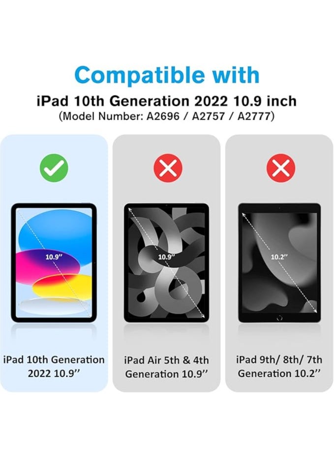 erorex 2 Pack Screen Protector for iPad 10th Generation + 2 Pack Camera Lens Protector Matching iPad Colors, Tempered Glass Film for iPad 10 10.9 2022 -Blue  - Image 3
