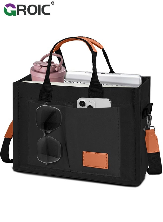 GROIC Tote Bags for Women Canvas, Tote Purse Crossbody with Pockets Top Handle Shoulder Satchel Bag, Large Capacity Everything Tote Bag - Image 1