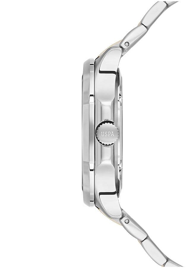U.S. Polo Assn. U.S. Polo Assn. Fundamental 45mm Blue Dial Watch with Silver Accents and Stainless Steel Band - USPA1091-01, Sophisticated Style  - Image 2