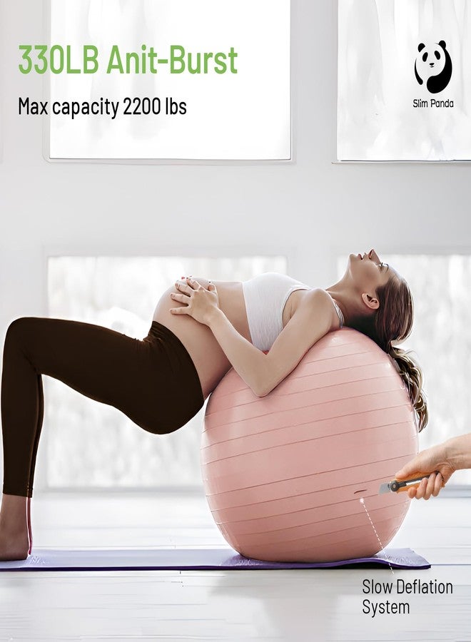 Slim Panda Anti-Burst Exercise Ball - Heavy Duty Stability Ball for Yoga & Fitness - Non-Slip Yoga Ball for Core Training & Posture - Includes Pump - Image 4