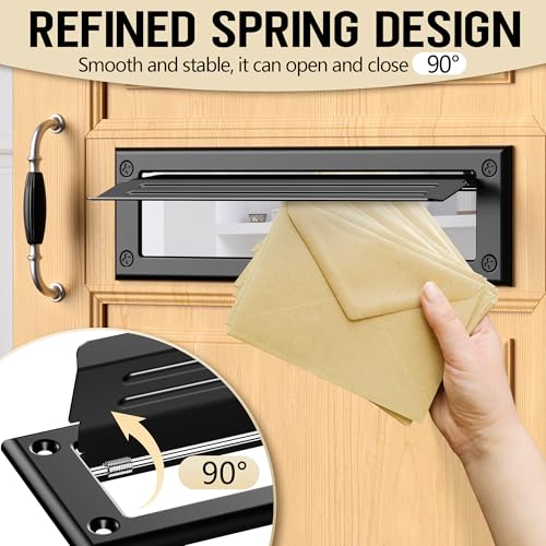 Profasion 13 inch Mail Slot for Front Door, Stainless Steel Mail Slot Cover, Easy to Install, 1 Pack, 13"×3.7", Black - Image 3