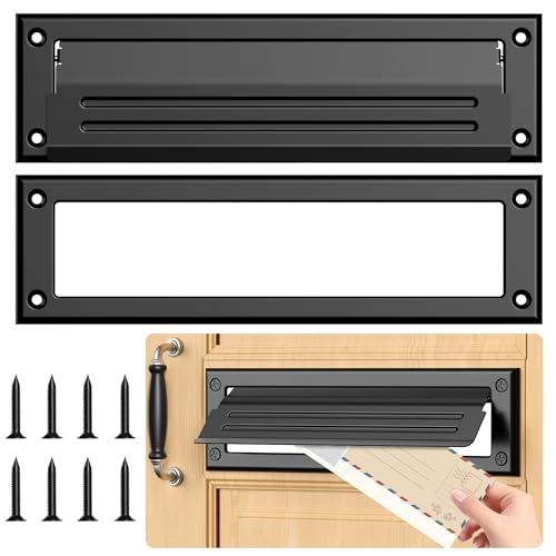 Profasion 13 inch Mail Slot for Front Door, Stainless Steel Mail Slot Cover, Easy to Install, 1 Pack, 13"×3.7", Black - Image 1