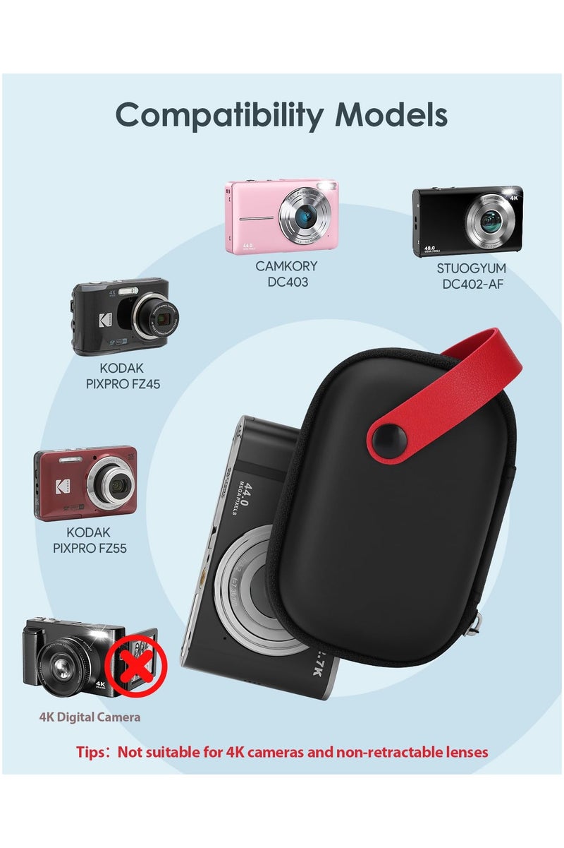 فلوشرينيك حقيبة كاميرا رقمية، حقيبة لطيفة محمولة لتخزين بطاقة SD للسفر، حقيبة لطيفة محمولة لتخزين بطاقة SD للسفر، مناسبة لـ CAMKORY DC403 FHD 1080P/KODAK PIXPRO FZ55/ FZ45/ STUOGYUM DC402-AF - Image 2