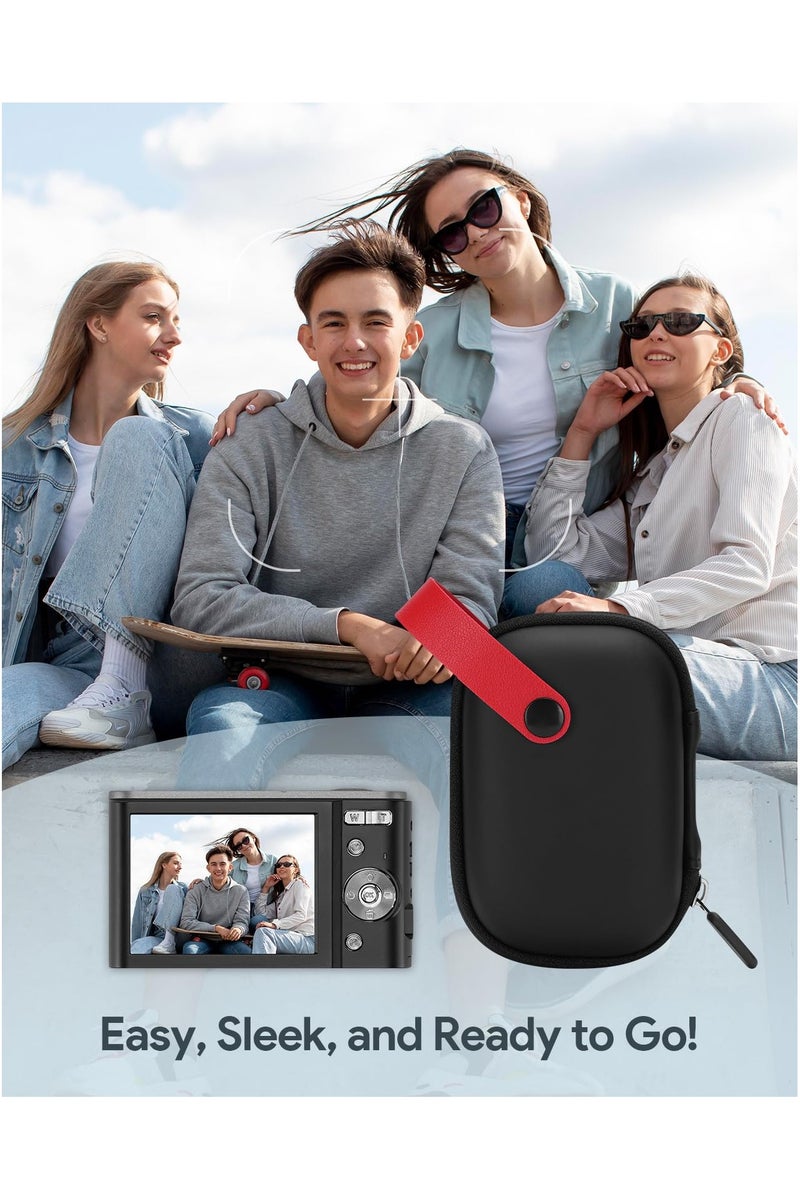 فلوشرينيك حقيبة كاميرا رقمية، حقيبة لطيفة محمولة لتخزين بطاقة SD للسفر، حقيبة لطيفة محمولة لتخزين بطاقة SD للسفر، مناسبة لـ CAMKORY DC403 FHD 1080P/KODAK PIXPRO FZ55/ FZ45/ STUOGYUM DC402-AF - Image 5