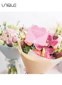 Unique 80 Pcs Plastic Floral Pick Card Holder, Transparent Heart Shape Straight Head Flower Pick Business Card Holder for Wedding Birthday Party Gift Cards Photos Bouquet Arrangement Home Decor  - Image 3