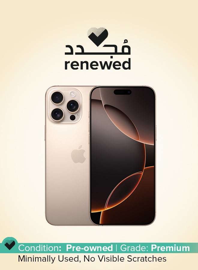Apple Renewed - iPhone 16 Pro Max 256GB Desert Titanium 5G (E-sim only) With FaceTime - USA Version - Image 1