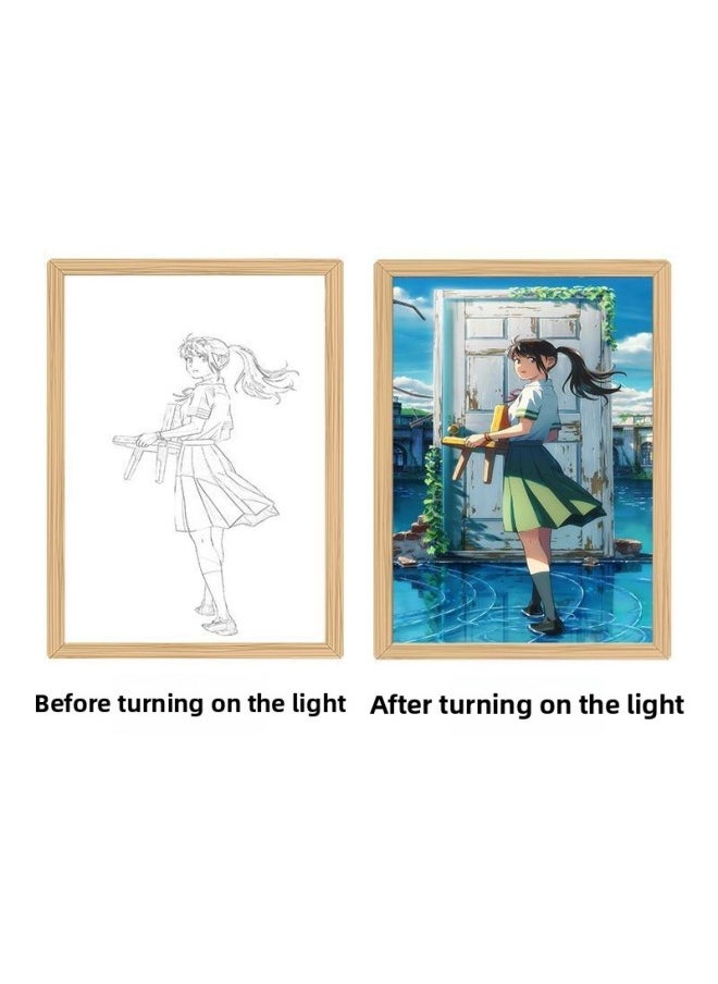 Generic - INS Wind Chimes Bud Tour 3d Three-dimensional Painting Light Painting Two-dimensional Anime Peripheral Light-emitting Photo Frame Picture Frame For Girls-Color:dgh 86-4 Yan Hu Ling Ya _3 Color Button Switch Gift Bag Packaging - Image 1