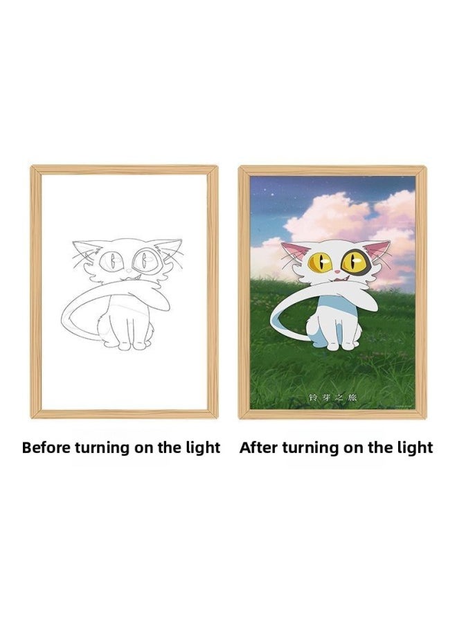 Generic - INS Wind Chimes Bud Tour 3d Three-dimensional Painting Light Painting Two-dimensional Anime Peripheral Light-emitting Photo Frame Picture Frame For Girls-Color:dgh 86-4 Yan Hu Ling Ya _3 Color Button Switch Gift Bag Packaging - Image 1