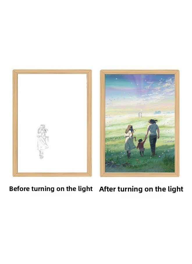 Generic - INS Wind Chimes Bud Tour 3d Three-dimensional Painting Light Painting Two-dimensional Anime Peripheral Light-emitting Photo Frame Picture Frame For Girls-Color:dgh 86-4 Yan Hu Ling Ya _3 Color Button Switch Gift Bag Packaging - Image 1