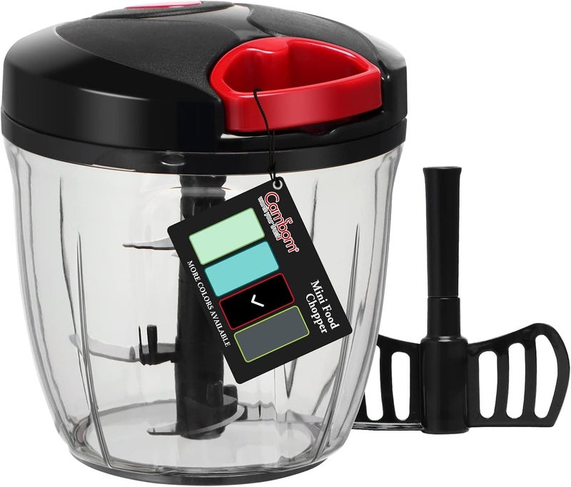 Cambom Manual Food Chopper Vegetable Cutter, Hand String Vegetable Chopper Onions Cutter for Vegetable Fruits Nuts BPA Free Food Safe Material, 900ml Black - Image 1