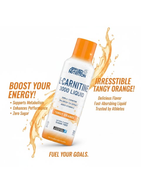 Applied Nutrition L-Carnitine 3000G Liquid With Tangy Orange Flavor -32  Servings-480Ml | Best Price Kuwait