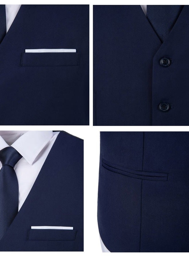 Diaryan Men's Suits Vest V-Neck Sleeveless Slim Fit Jacket Groomman Casual Suit Vests for Wedding Formal Party Tuxedo for Men, Navy, XS - Image 5