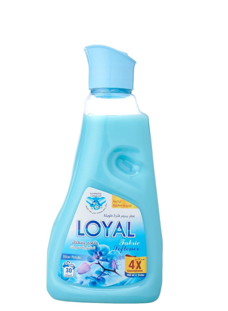 loyal Fabric Softener & Freshener Concentrated, Blue Petals, 30 Washes 750ml - Image 1
