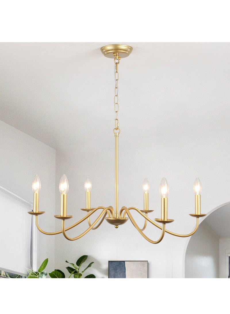 GEADI Sputnik Chandelier Industrial 6 Light Gold Ceiling Light Fixture Height Adjustable Lighting For Kitchen Island Bedroom Dining Room Living Room Farmhouse - Image 2