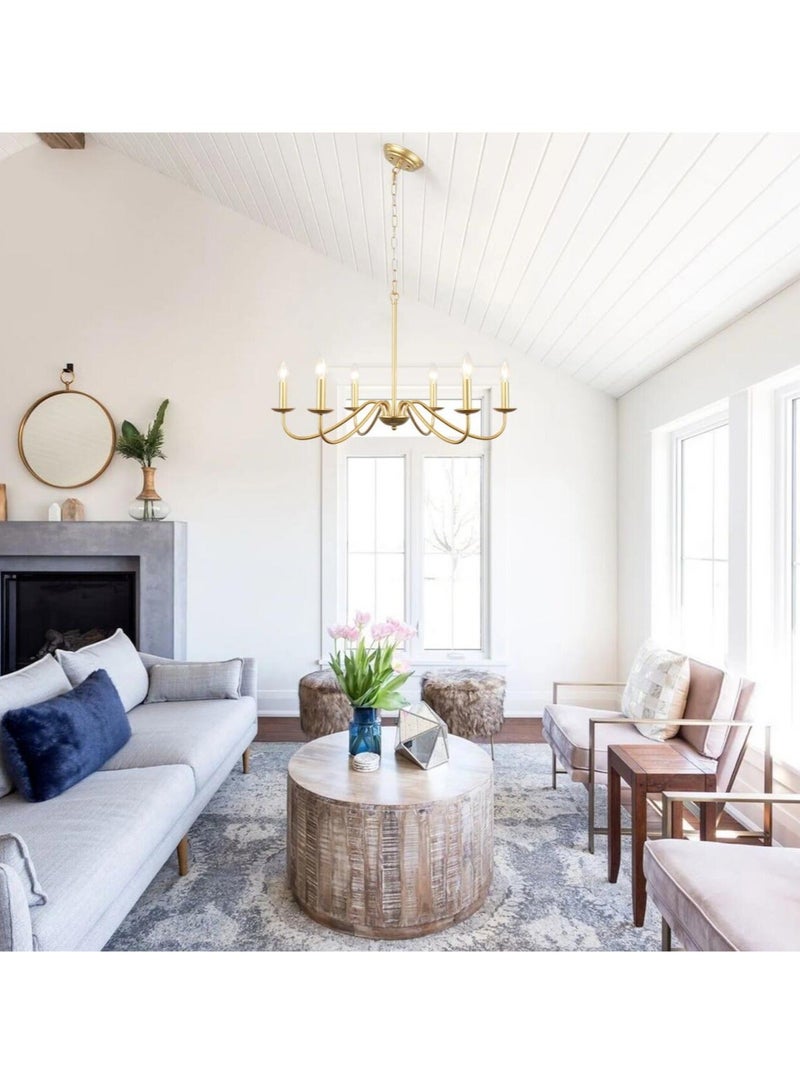 GEADI Sputnik Chandelier Industrial 6 Light Gold Ceiling Light Fixture Height Adjustable Lighting For Kitchen Island Bedroom Dining Room Living Room Farmhouse - Image 5