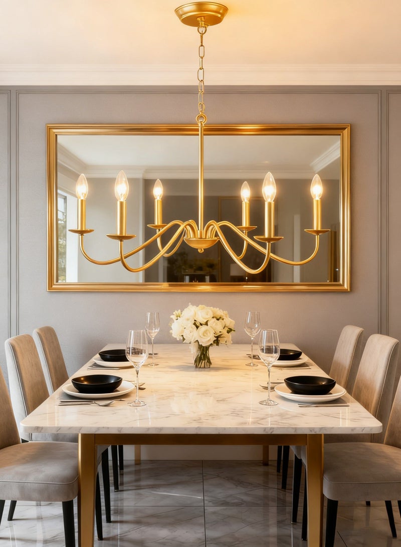 GEADI Sputnik Chandelier Industrial 6 Light Gold Ceiling Light Fixture Height Adjustable Lighting For Kitchen Island Bedroom Dining Room Living Room Farmhouse - Image 1