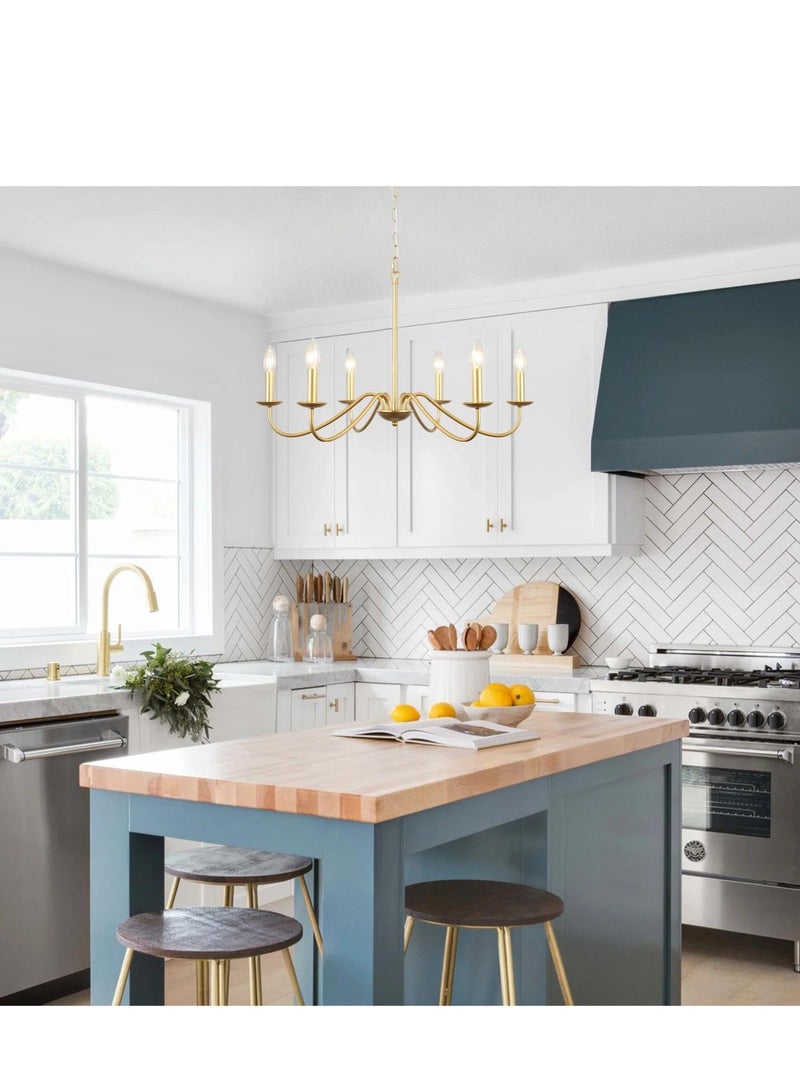 GEADI Sputnik Chandelier Industrial 6 Light Gold Ceiling Light Fixture Height Adjustable Lighting For Kitchen Island Bedroom Dining Room Living Room Farmhouse - Image 4