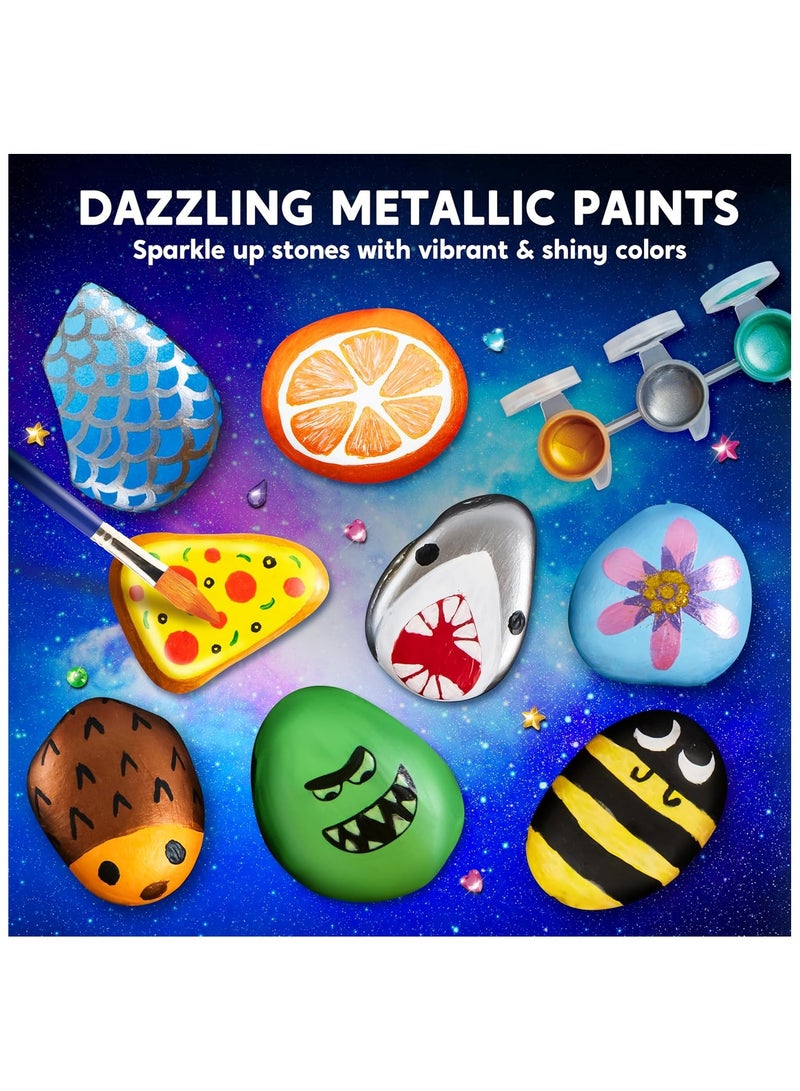 Rock Painting Kit for Kids-Glow in The Dark, Kids Craft Activity Kits, Arts and Crafts for Kids Ages 6-12, Art Supplies Toy, Arts & Crafts for Boys Girls Birthday Party Gift Toy - Image 3