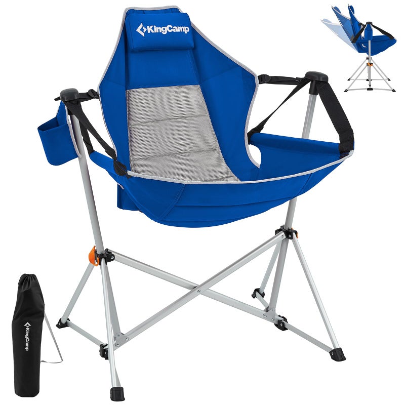 KingCamp Hammock Camping Chair Swinging Portable Folding Camp Chairs for Adults 400lbs Heavy Duty Foldable Oversized Rocker with Aluminum Alloy Frame Cup Holder Pillow for Outdoor Beach Patio Sport