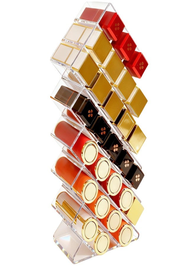 Nimiah Lipstick Organizer Holder 28-Slots - Stackable Clear Fish Shape Lipstick Tower for Vanity, Countertop, Desktop - Space-Saving Storage Holder for Lip Gloss, Makeup Brushes - Image 1