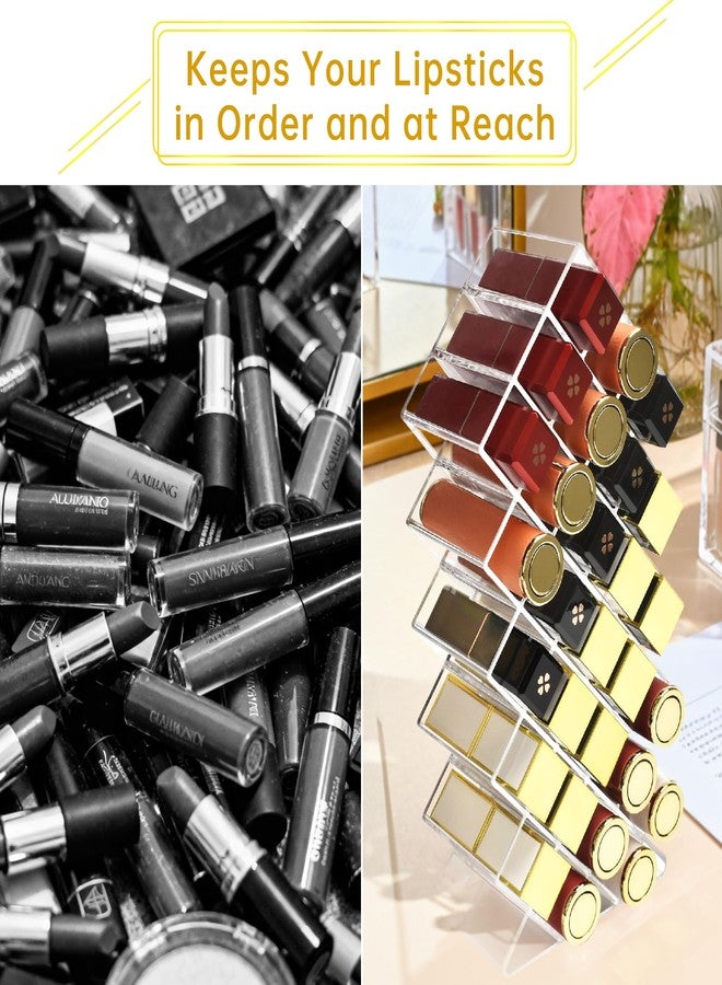 Nimiah Lipstick Organizer Holder 28-Slots - Stackable Clear Fish Shape Lipstick Tower for Vanity, Countertop, Desktop - Space-Saving Storage Holder for Lip Gloss, Makeup Brushes - Image 2