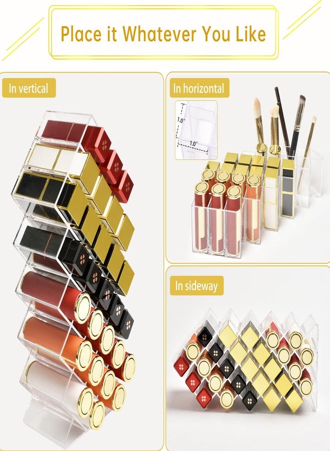 Nimiah Lipstick Organizer Holder 28-Slots - Stackable Clear Fish Shape Lipstick Tower for Vanity, Countertop, Desktop - Space-Saving Storage Holder for Lip Gloss, Makeup Brushes - Image 4