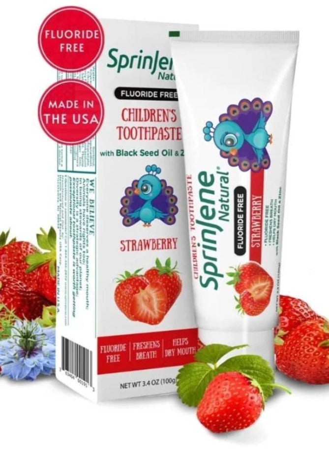 سبرين جين سبرينجين الطبيعي معجون أسنان الفراولة للأطفال خالٍ من الفلورايد - 100 جرام (تقييم واحد) - Image 1
