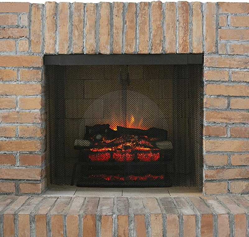 Fireplace Mesh Screen Curtain 2 Wide Panels Hanging Replacement Screens for Home Wood Burning Fireplace Black, Safety Stainless Steel Easy Installation(24 * 18in) - Image 4