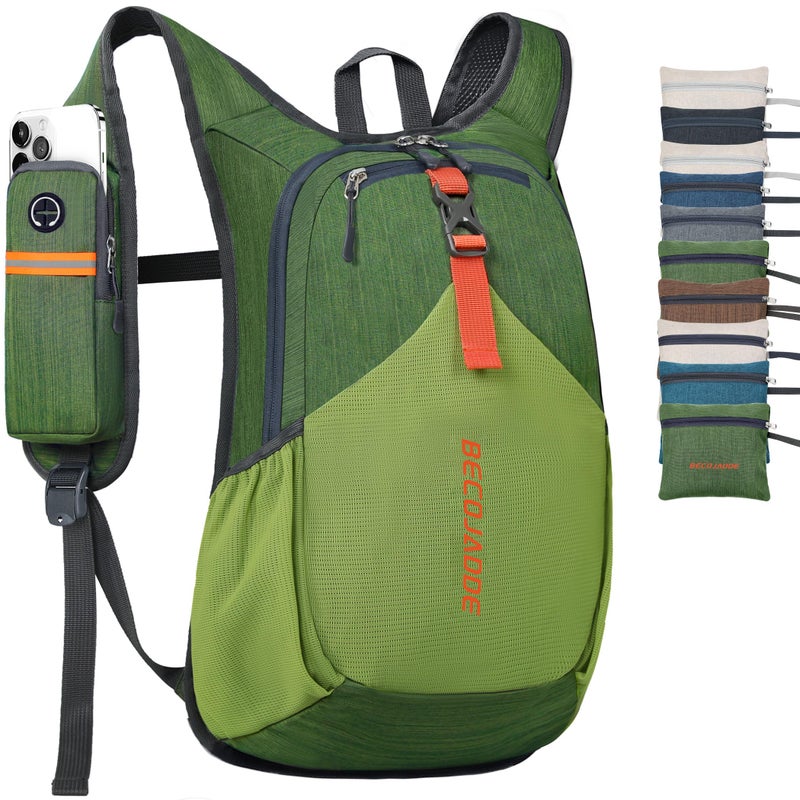 BECOJADDE 15L Small Hiking Backpack for Men Women Foldable Packable Back Pack Ultralight Hiking Daypack for Travel Camping Outdoor, Olive Green - Image 1