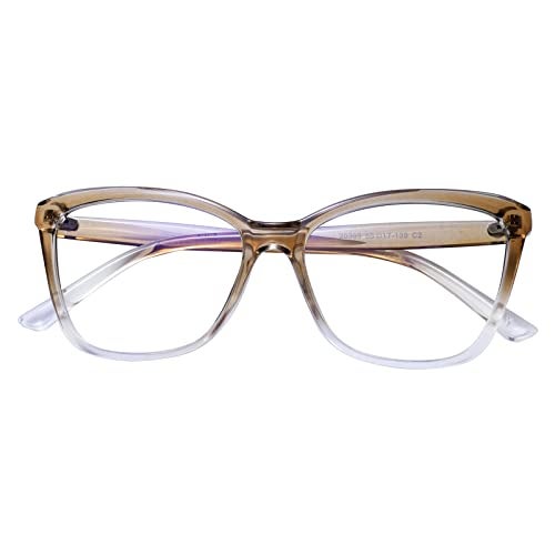 Peter Jones Transparent Brown Cateye Large Blue Light Blocking Computer/Gaming Glasses for Women/Girls (20385TBW) - Image 1