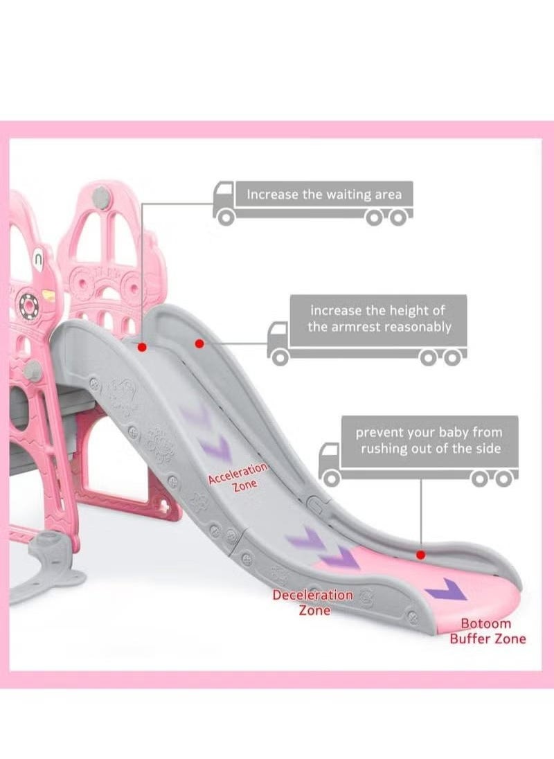 XiuWoo Toddler Slide and Swing Set 4 in 1 Toddler Playground with Swing Slide Climber and Basketball Baby Slide for Boys and Girls Backyard Playsets for Kids Indoor and Outdoor, pink  - Image 3