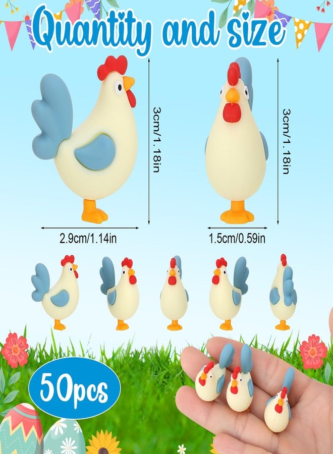 GGSTDDUP 50 Pcs Mini Chickens Toy Figures, Miniature Chicken Figurine, Tiny Chickens to Hide, Farm Animals Ornament, PVC, Easter Party Favors - Image 2