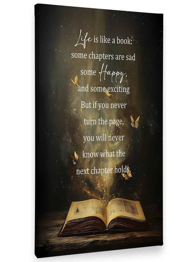 PHAMTE Inspirational Wall Art Decor Canvas 11x14, Motivational Quotes Pictures Decorations, Life Is Like a Book inspirational Quotes Framed Prints Artwork for Bedroom Living Room Office Decor - Image 1