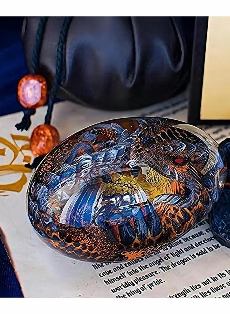 KASTWAVE Dragon Egg Ornament, Lava Dragon Egg,Crystal Transparent Lava Dragon Egg Resin Handmade Sculpture Fire Pocket Dragon Souvenir for Desktop Ornaments Exquisite Unique Gift (Blue) - Image 1