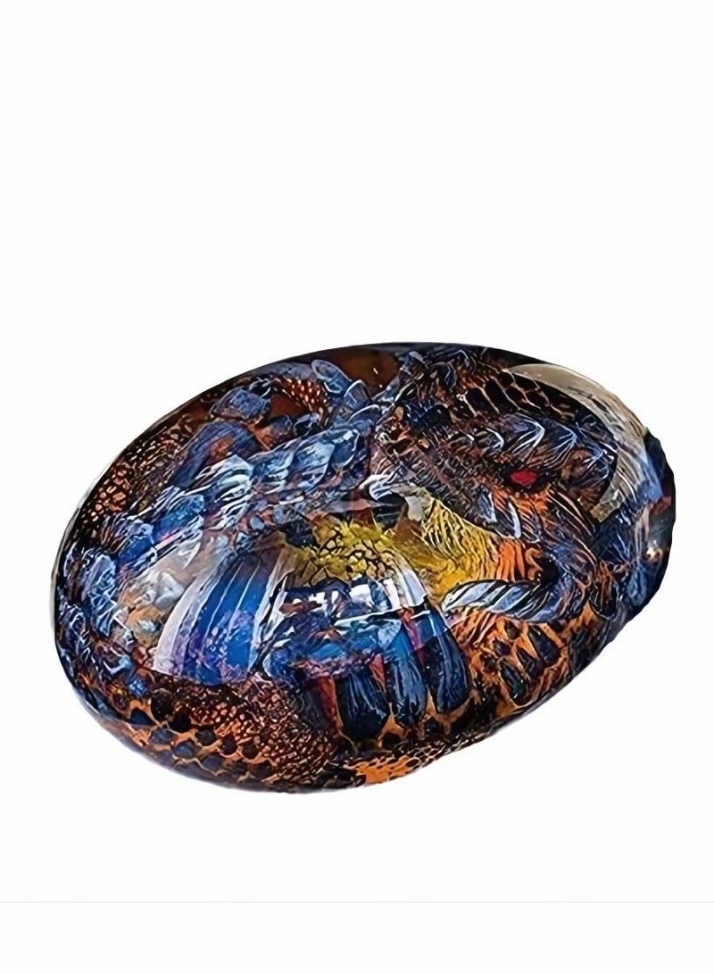 KASTWAVE Dragon Egg Ornament, Lava Dragon Egg,Crystal Transparent Lava Dragon Egg Resin Handmade Sculpture Fire Pocket Dragon Souvenir for Desktop Ornaments Exquisite Unique Gift (Blue) - Image 2