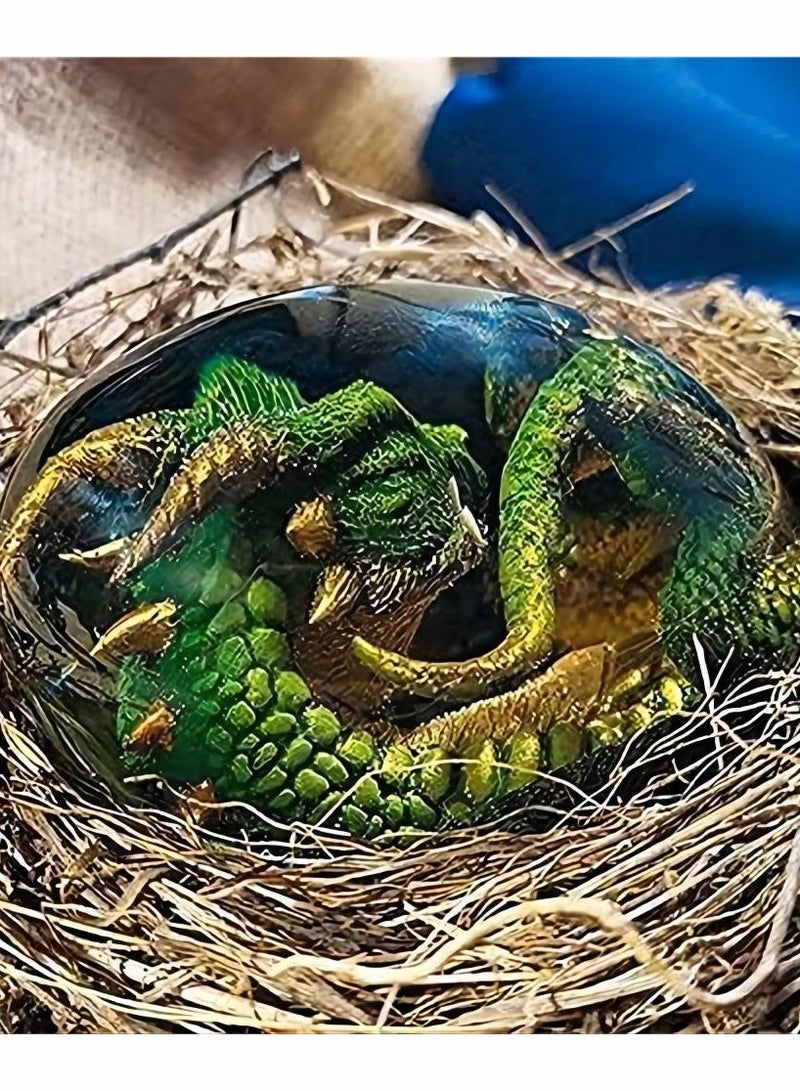 KASTWAVE Dragon Egg Ornament, Lava Dragon Egg,Crystal Transparent Lava Dragon Egg Resin Handmade Sculpture Fire Pocket Dragon Souvenir for Desktop Ornaments Exquisite Unique Gift (Blue) - Image 5