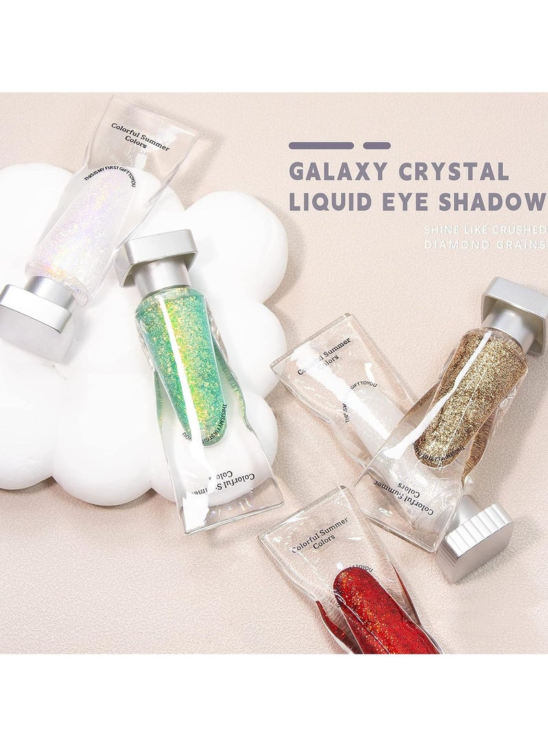 SYOSI - Liquid Glitter Eyeshadow 5 Colors Shimmer Sparkling Metallic Eye Shadow Gel, Long Lasting Quick-Drying High Pigmented Glitter Eye Makeup - Image 1