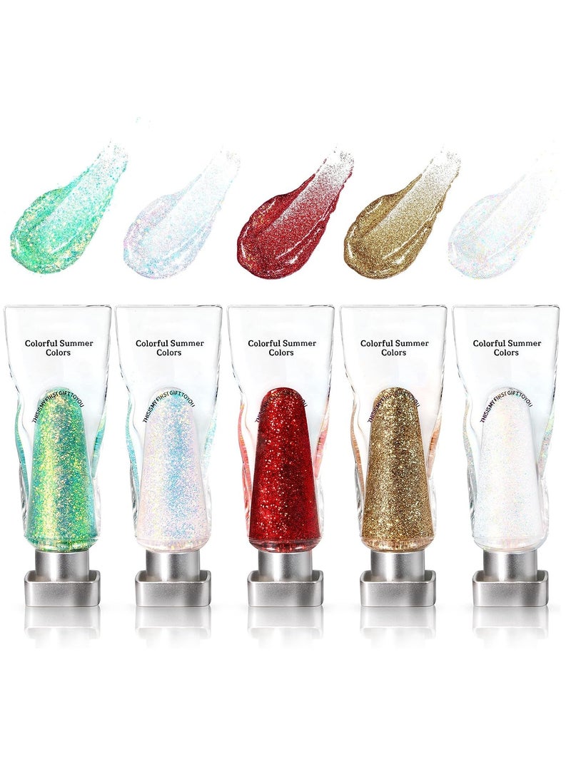 SYOSI - Liquid Glitter Eyeshadow 5 Colors Shimmer Sparkling Metallic Eye Shadow Gel, Long Lasting Quick-Drying High Pigmented Glitter Eye Makeup - Image 1