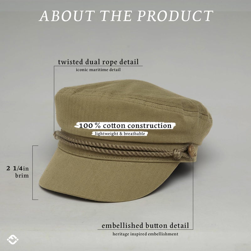 Funky Junque Cotton Newsboy Hat for Women â€“ Trendy Greek Fisherman Cap, Classic Baker Boy Newsies Hats, Stylish Lightweight Ladies Cap - Olive - Image 3