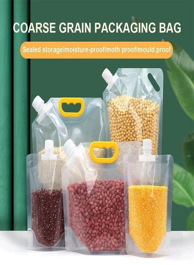 SVShoperzone Transparent Reusable Grain Moisture Proof Sealed Bag - Grain Rice Food Storage Bag Stand Up Pouch Bags with Portable Handle for Long Term Food Storage Container (2500ml, 5) - Image 3