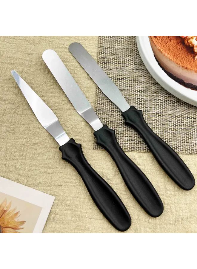Black Icing Spatula Set 3 Pcs For Cake Decorating Baking Tools Kitchen Gadgets - Image 4