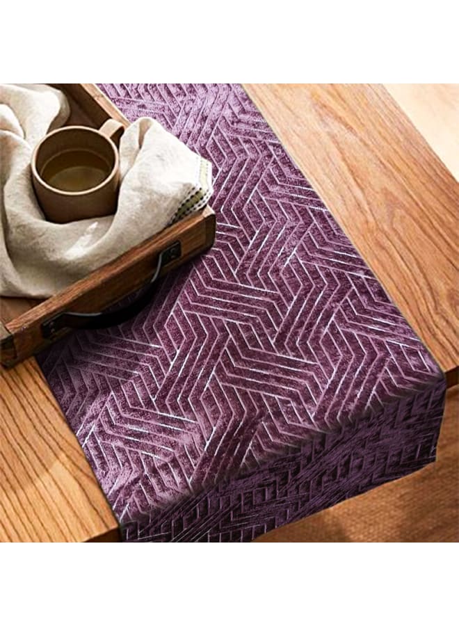 Intex Curtains House Nadia's design velvet linen rectangle Table Runner - heavy duty velvet fabric - suitable for reciption , living rooms and special ocassions - unique geometrical design - set of one piece - Image 2