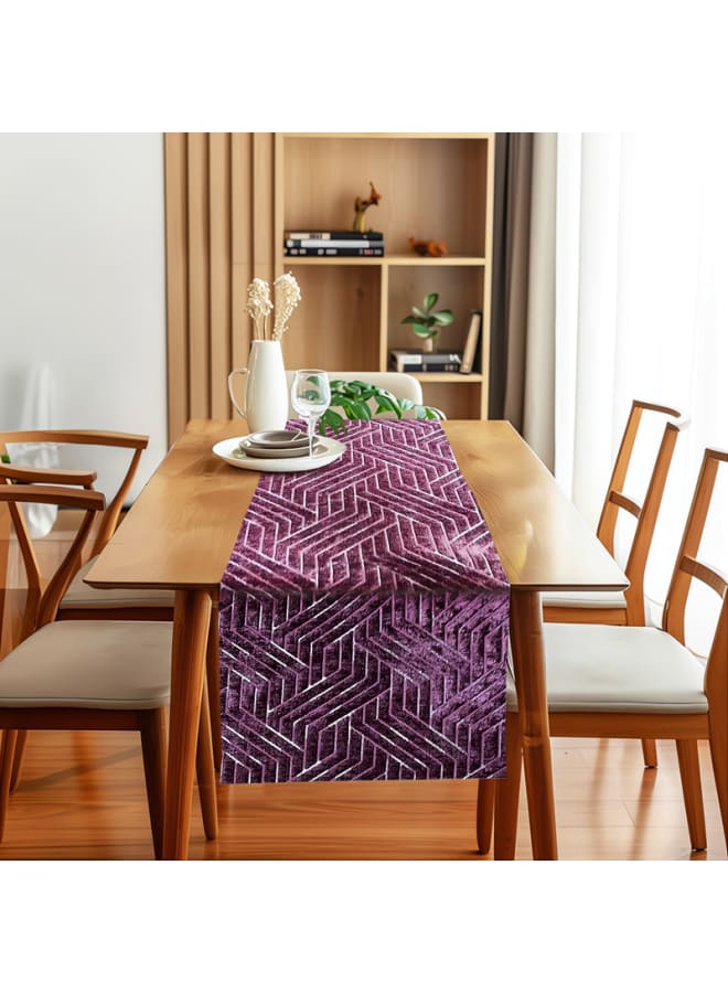 Intex Curtains House Nadia's design velvet linen rectangle Table Runner - heavy duty velvet fabric - suitable for reciption , living rooms and special ocassions - unique geometrical design - set of one piece - Image 1