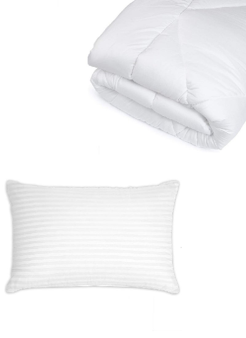 Blueberry Duvet Insert Solid White Cotton Single Size 160X220Cm With 1 Piece Pillow - Image 1