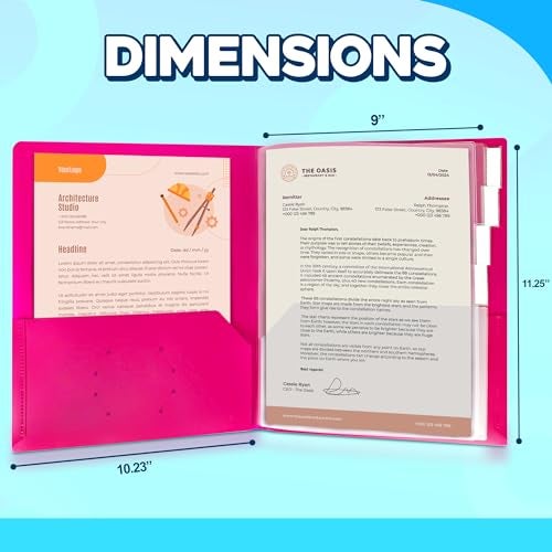 Darice 2 Pack 10 Pocket Folder - Double-Sided Multi Pocket Folder - Letter Size Paper Organizer for Office School - Pink & Blue - Image 2