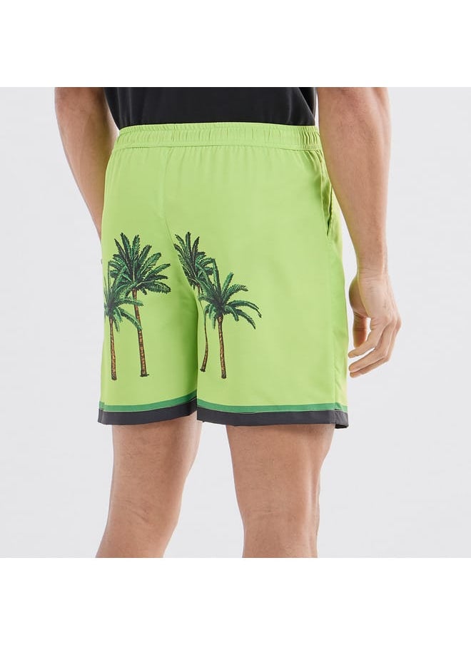 FAV - Palm Tree Print Shorts with Drawstring Closure and Pockets - Image 1