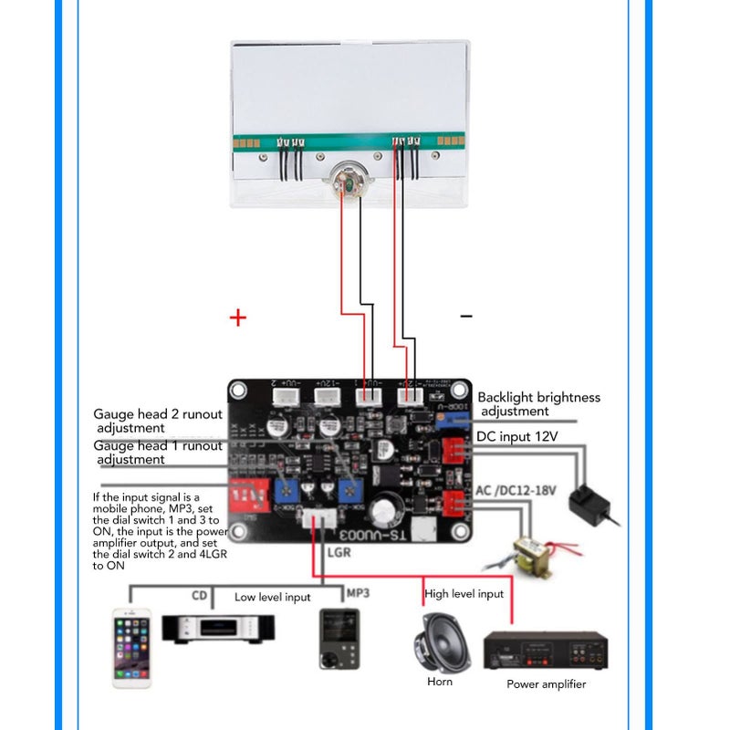 VU Meter LED White Backlit Accurate Power Amplifier DB Meter Studio - Image 5