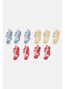 RBX Kids Girl 10 Pairs Brand Logo Ankle Socks, Pink Combo  - Image 1