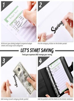 ZCM-HAPPY A6 Loose Leaf Folder Hand Account Book Macaron Notebook Leather PU6 Hole Loose Leaf Book Cash Budget Book Black  - Image 4