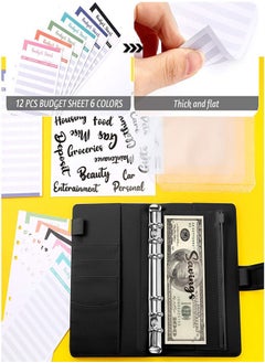 ZCM-HAPPY A6 Loose Leaf Folder Hand Account Book Macaron Notebook Leather PU6 Hole Loose Leaf Book Cash Budget Book Black  - Image 3